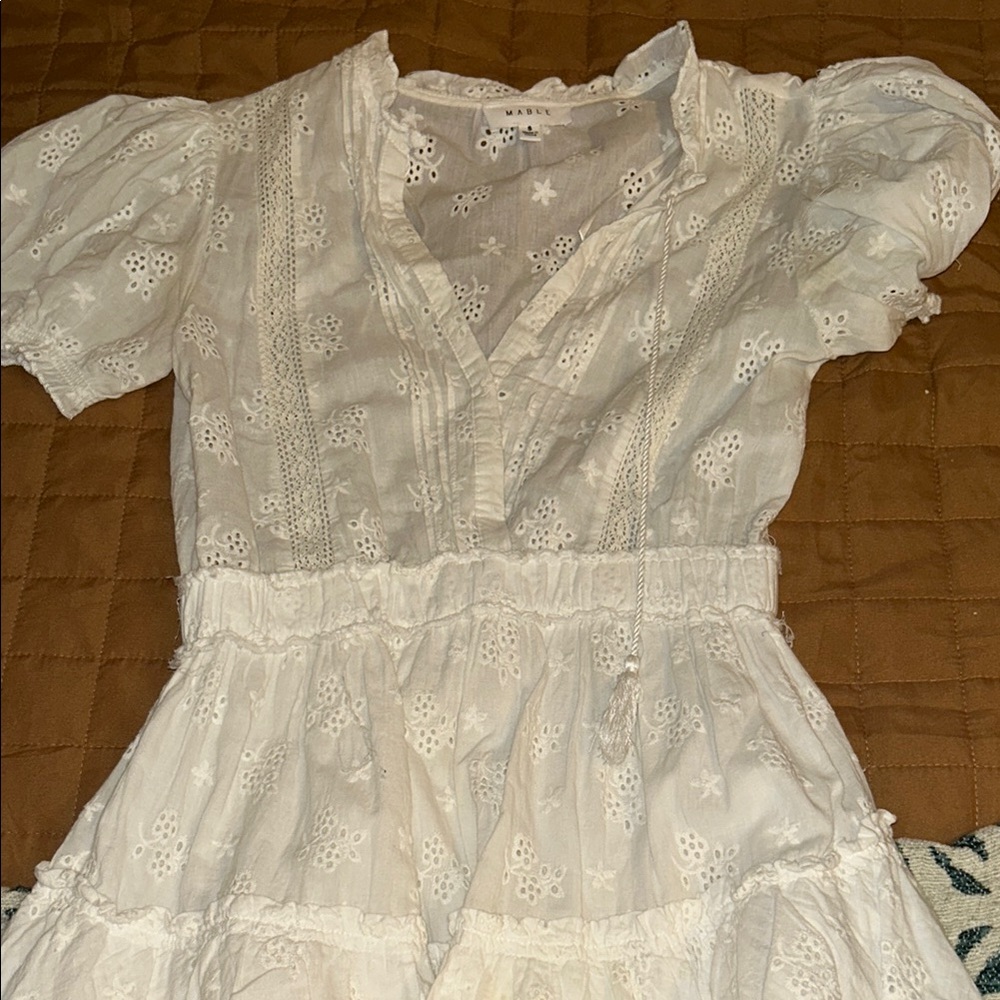 MABLE White V-Neck Mini Dress